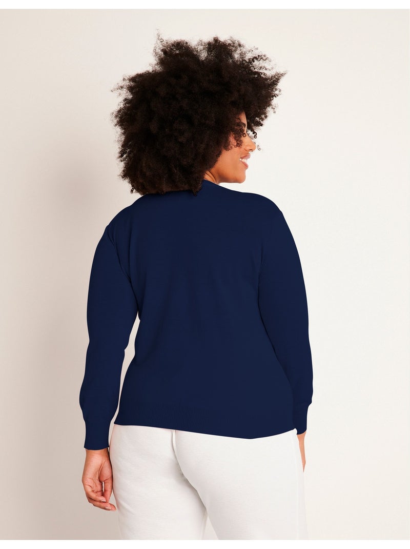 Pull laine mérinos manches longues - afibel Bleu marine - Kiabi