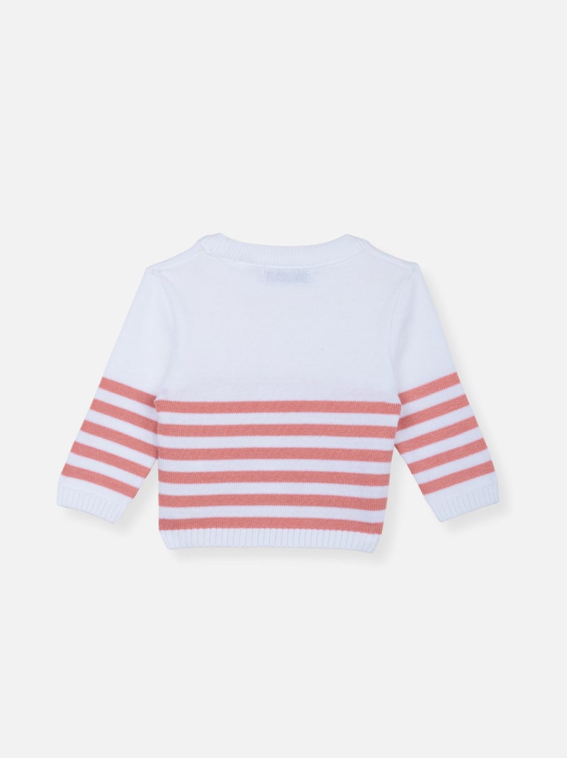 Pull " Le France " en coton Blanc Rose - Kiabi