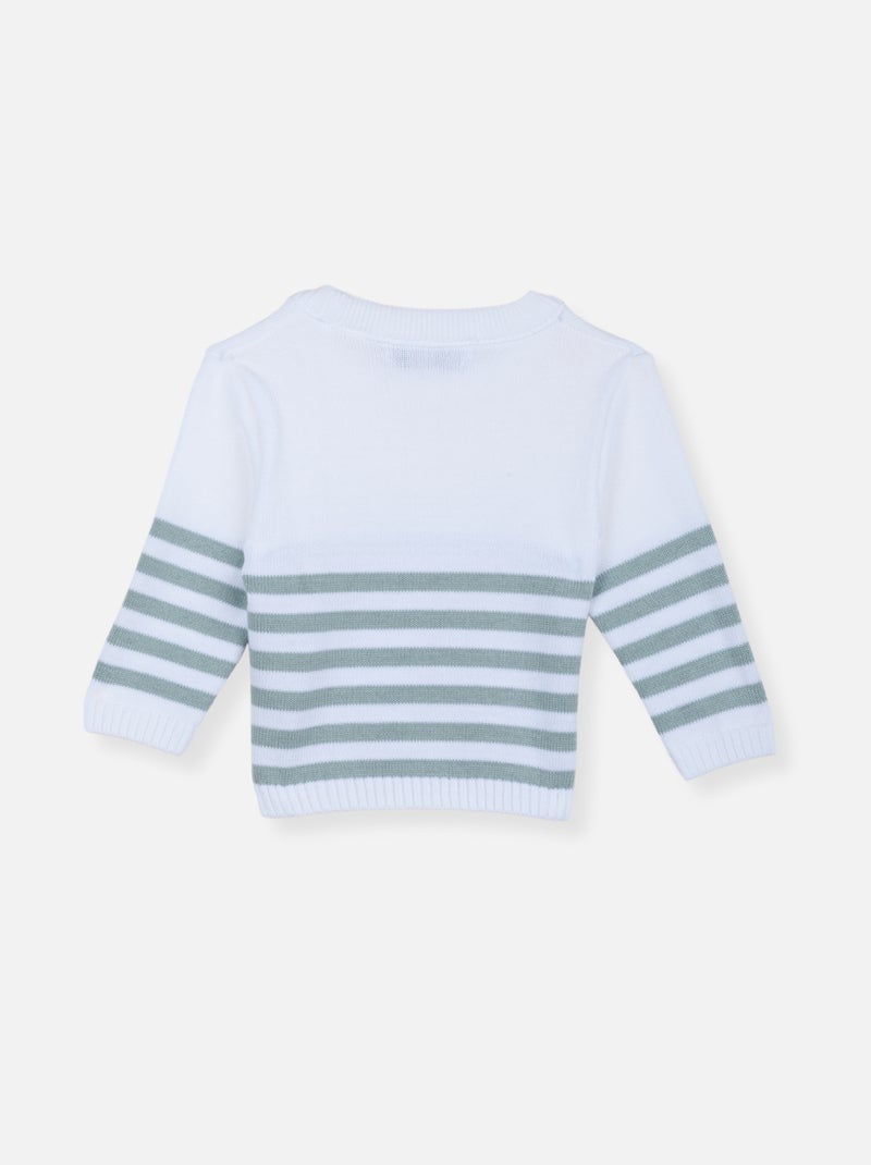 Pull " Le France " en coton Blanc Vert - Kiabi
