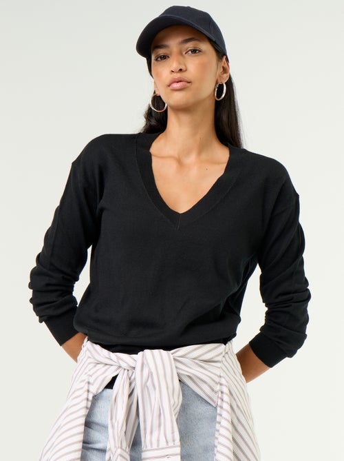 Pull léger à col V - Kiabi