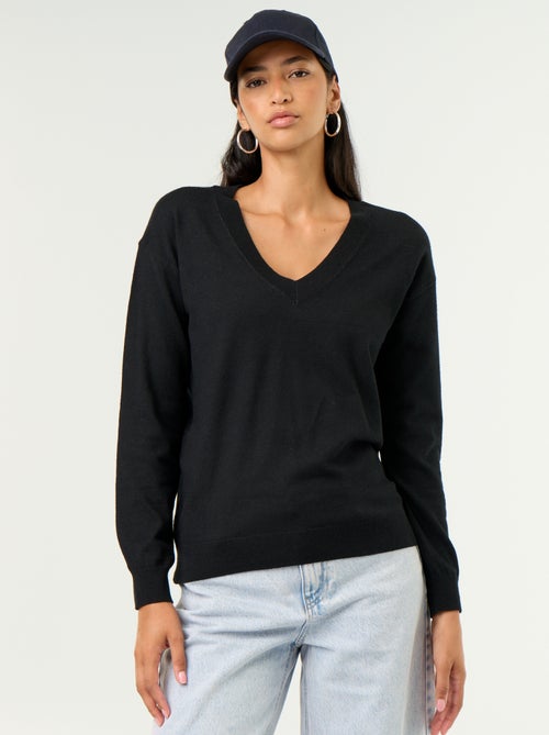 Pull léger à col V - Kiabi