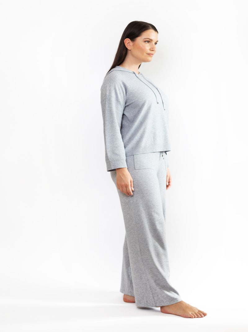 PULL LEGER AVEC CAPUCHE FEMME PIPER VÊTEMENT D'INTÉRIEUR Gris - Kiabi