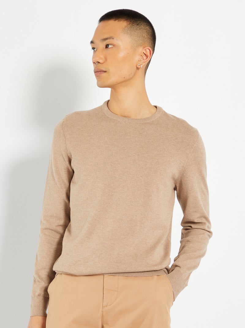 Pull léger col rond BEIGE - Kiabi
