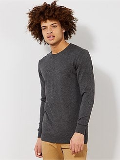 Pull col rond Homme | gris | Kiabi Pull col rond gris - Pull léger col rond - Kiabi