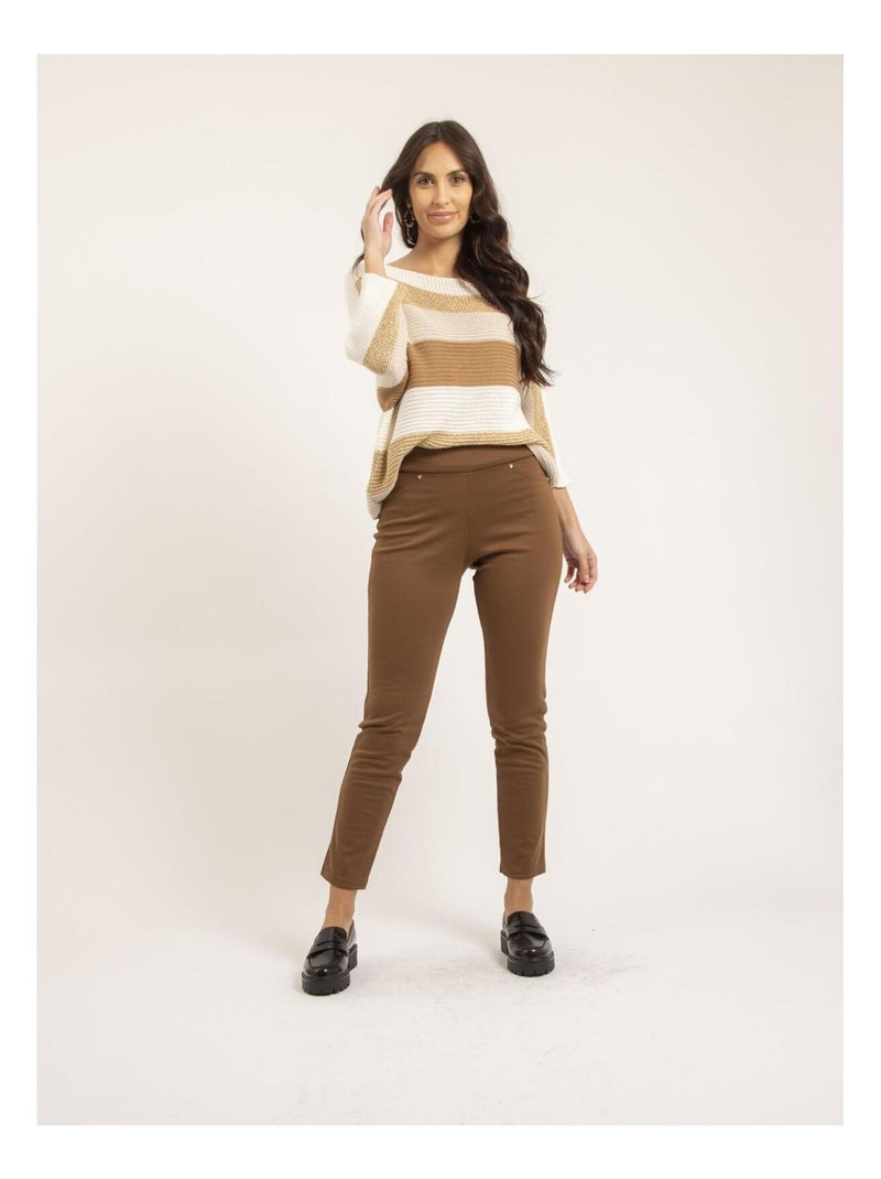 Pull léger col rond rayures KLAO Ecru - Kiabi