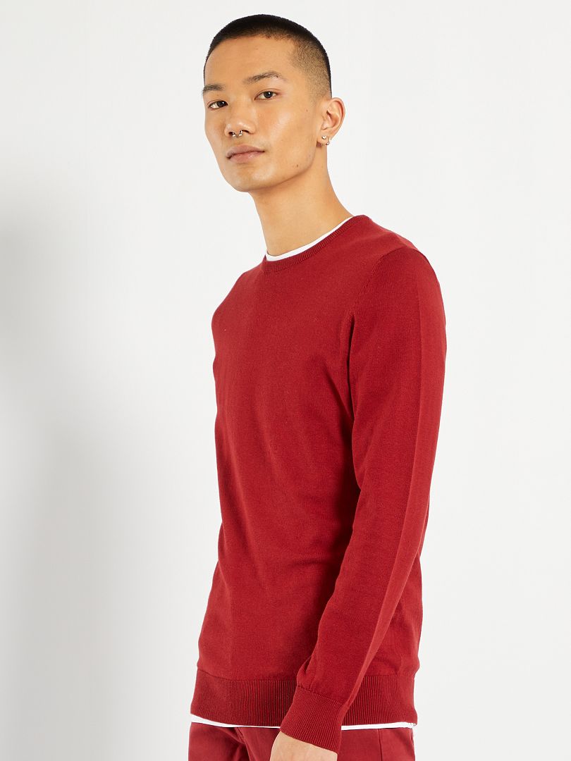 Pull léger col rond - rouge - Kiabi - 10.00€
