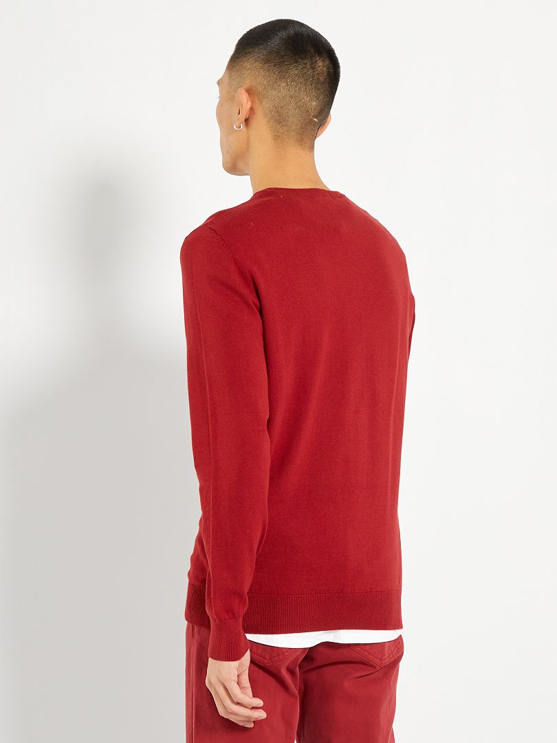 Pull léger col rond - rouge - Kiabi - 10.00€