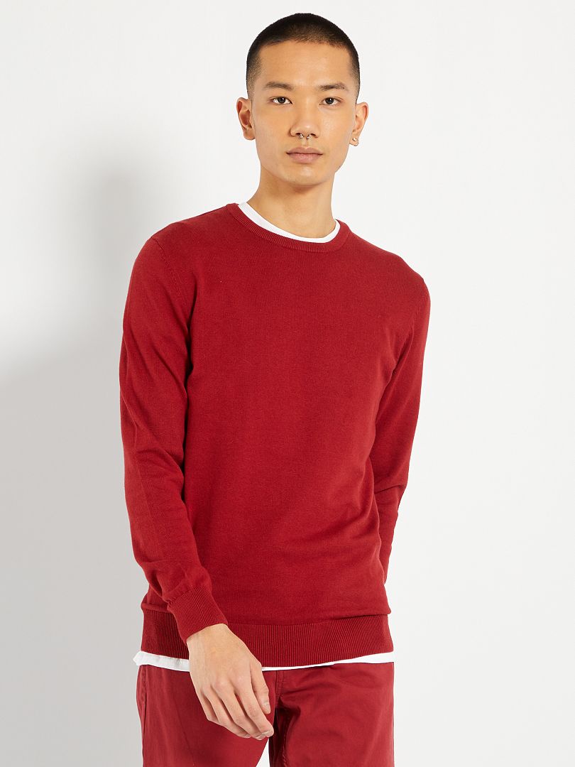 Pull léger col rond - rouge - Kiabi - 10.00€