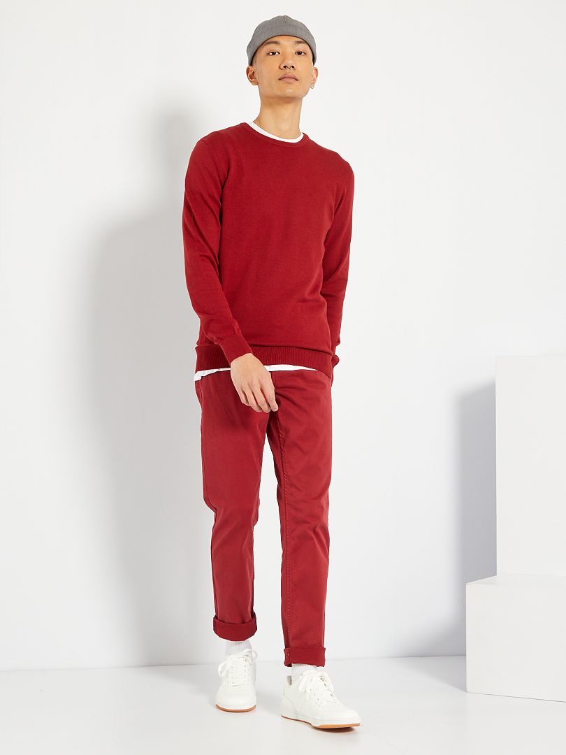 Pull léger col rond - rouge - Kiabi - 10.00€