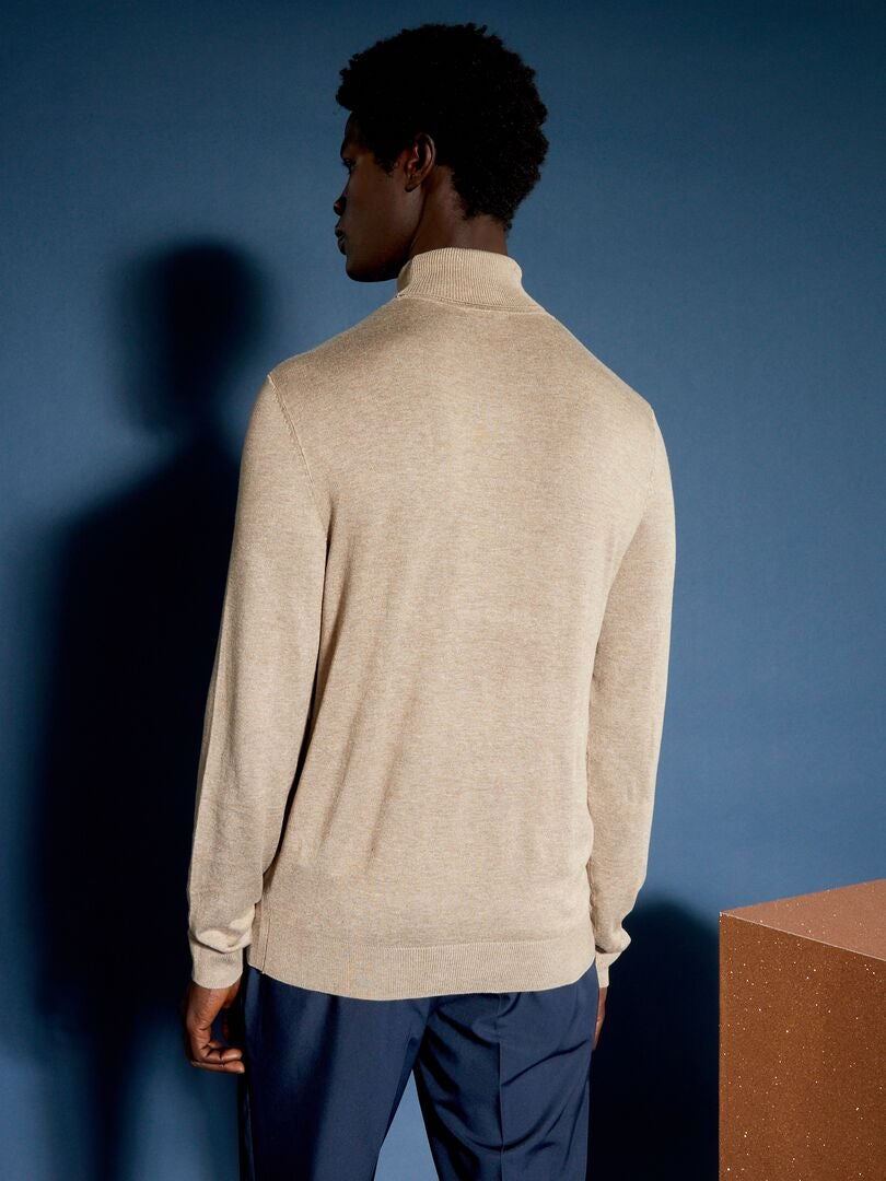Pull léger col roulé - Beige - Kiabi - 15.00€