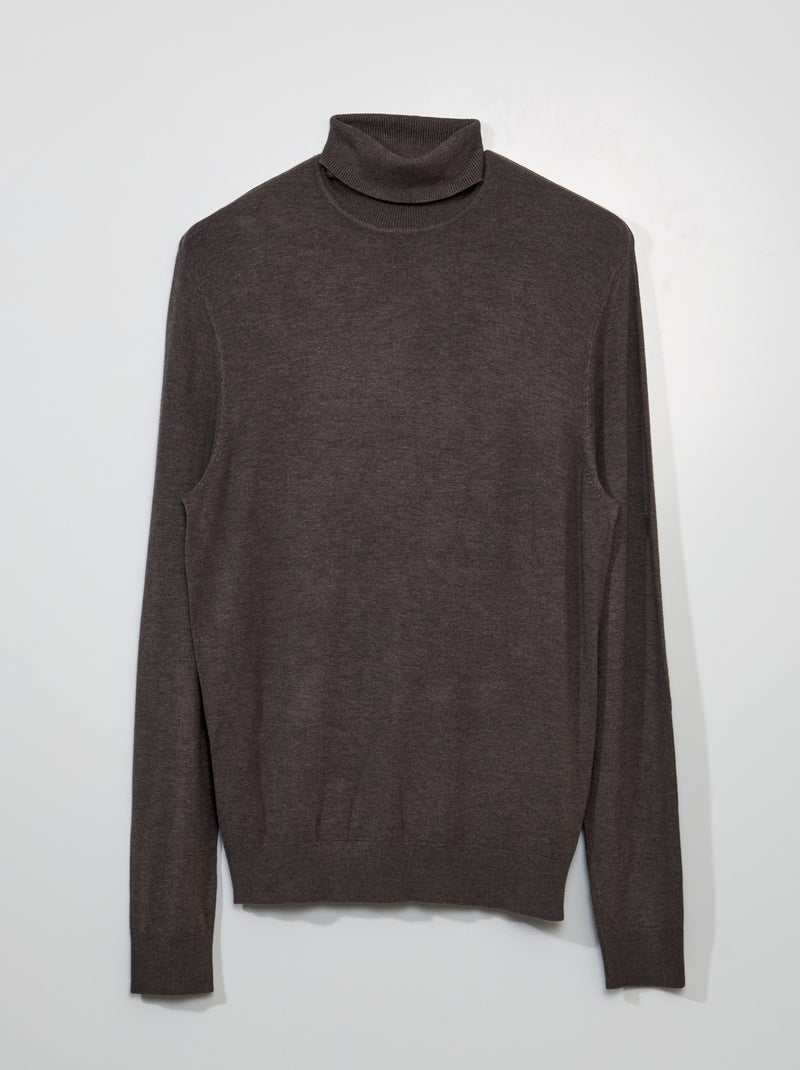 Pull léger col roulé Marron - Kiabi