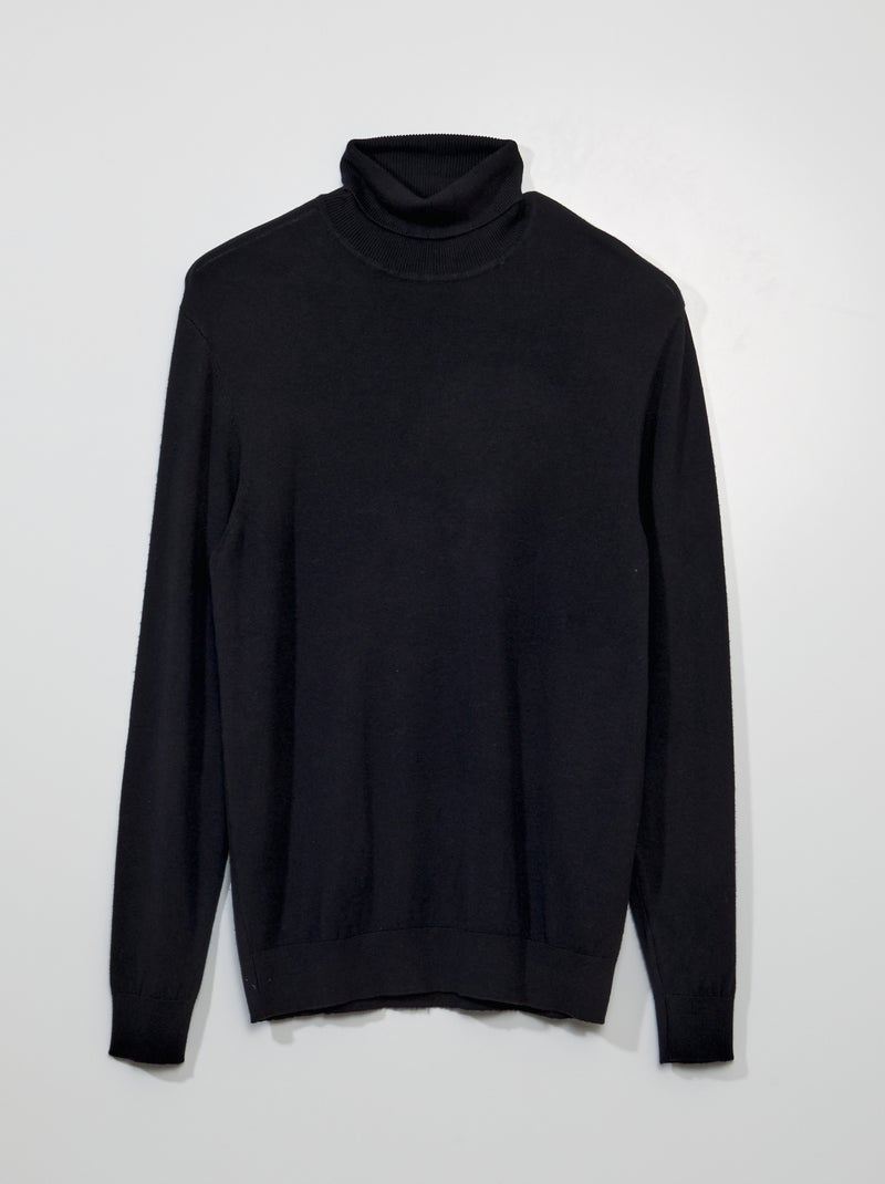 Pull léger col roulé noir - Kiabi
