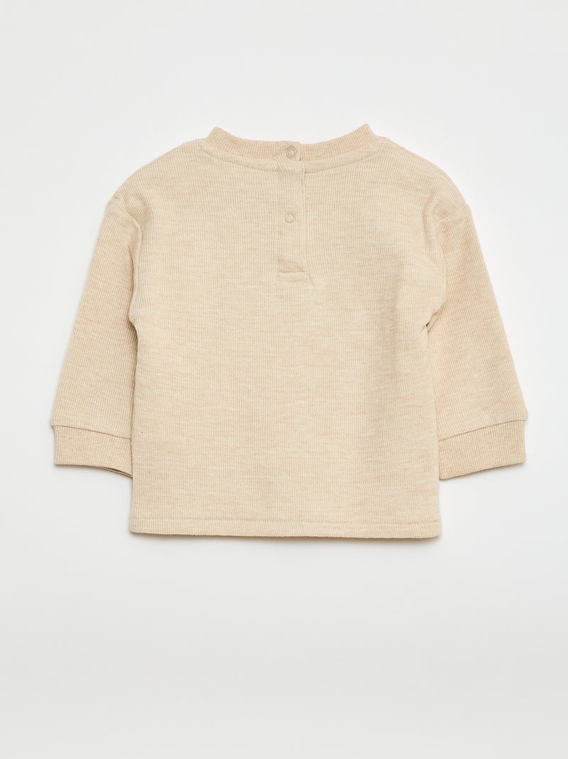 Pull léger en coton stretch avec imprimé Beige - Kiabi