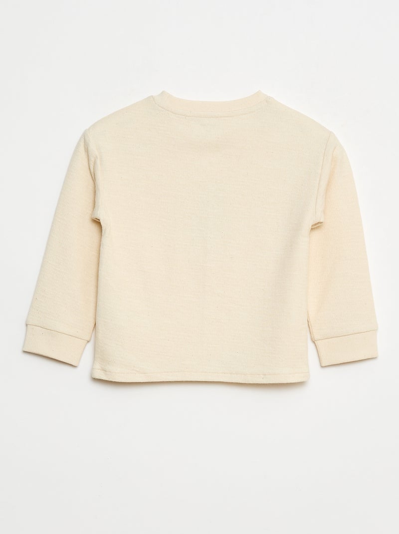 Pull léger en coton stretch avec imprimé Blanc - Kiabi