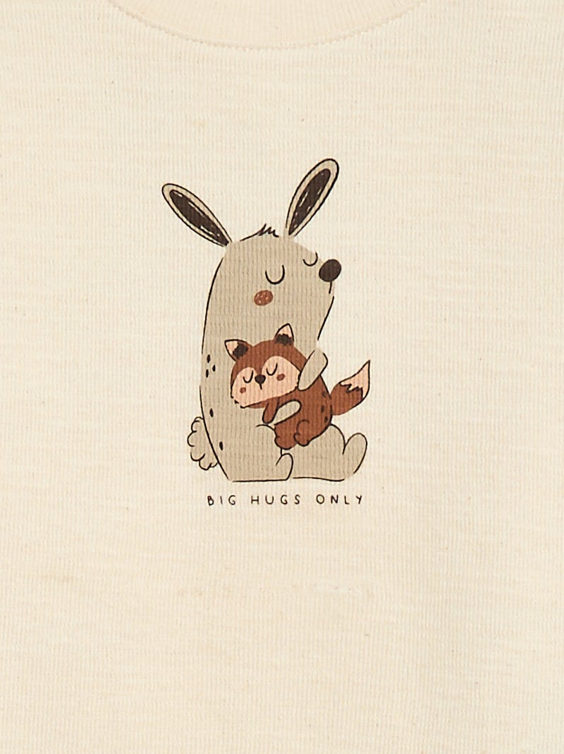 Pull léger en coton stretch avec imprimé Blanc - Kiabi