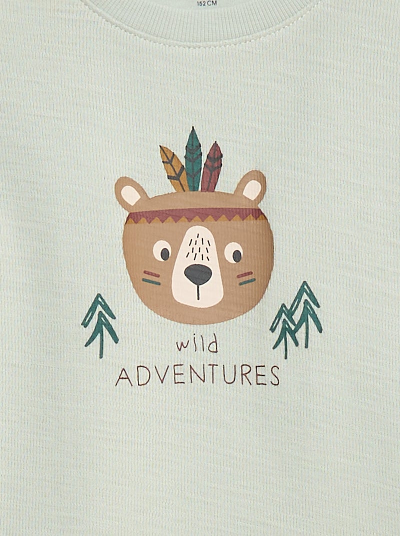 Pull léger en coton stretch avec imprimé Bleu - Kiabi