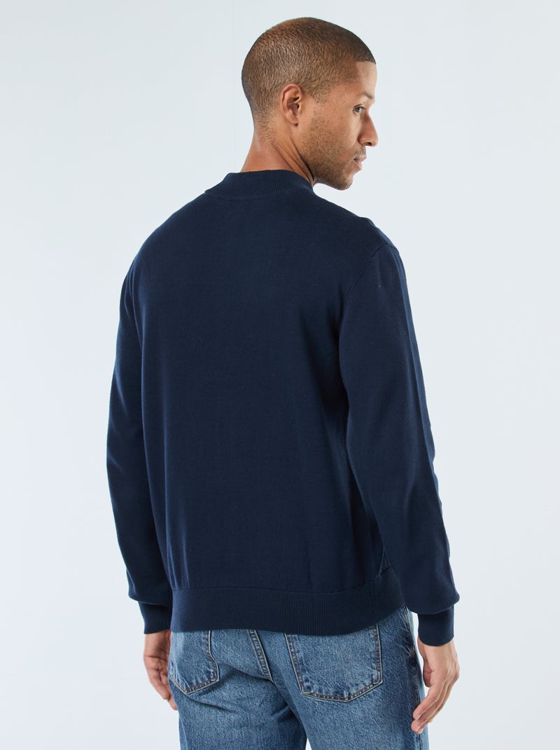 Pull léger en maille fine à col montant Bleu - Kiabi