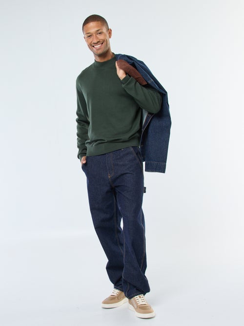 Pull léger en maille fine à col montant - Kiabi