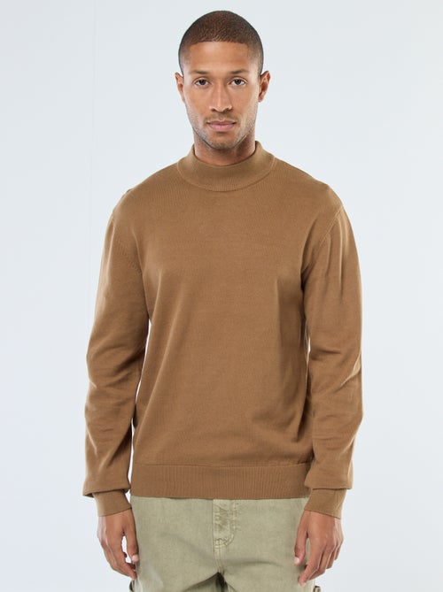 Pull léger en maille fine à col montant - Kiabi