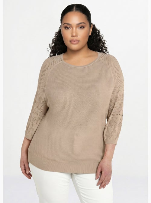 Pull léger manches 3/4 raglan col rond - Afibel - Kiabi