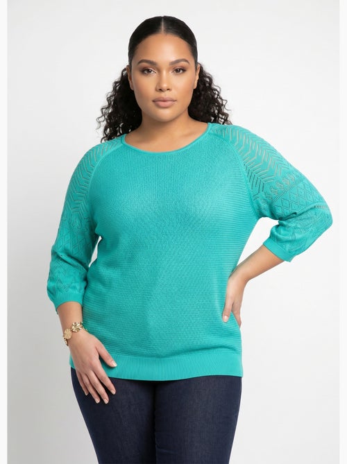 Pull léger manches 3/4 raglan col rond - Afibel - Kiabi