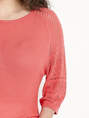 Pull léger manches 3/4 raglan col rond - Afibel