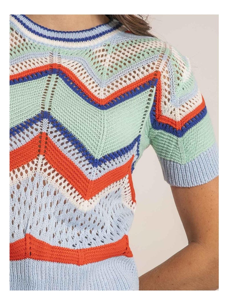 Pull léger manches courtes KURINA Bleu - Kiabi