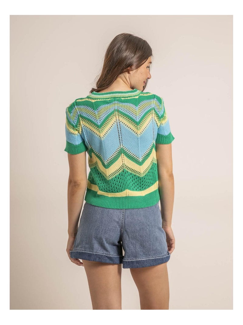 Pull léger manches courtes KURINA Vert - Kiabi