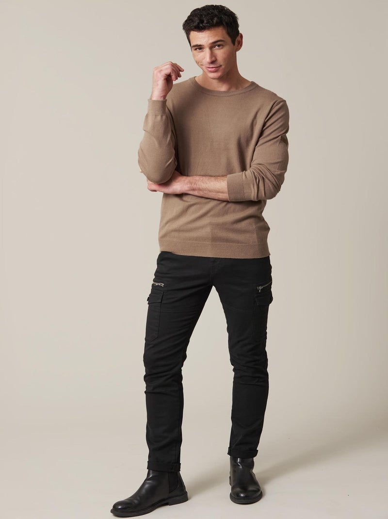 Pull léger uni à manches longues pour homme 'Deeluxe' Gris taupe - Kiabi