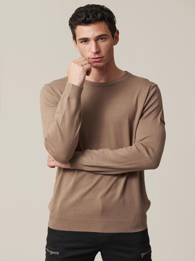 Pull léger uni à manches longues pour homme 'Deeluxe' Gris taupe - Kiabi