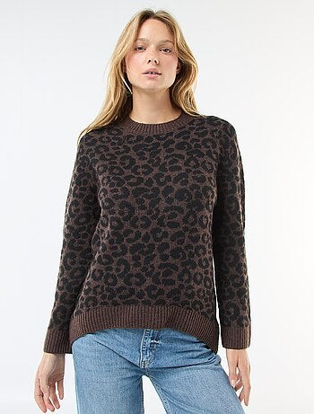 Pull léopard col rond
