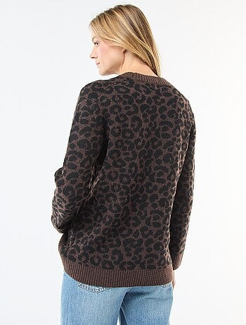 Pull léopard col rond