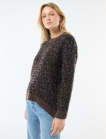 Pull léopard col rond