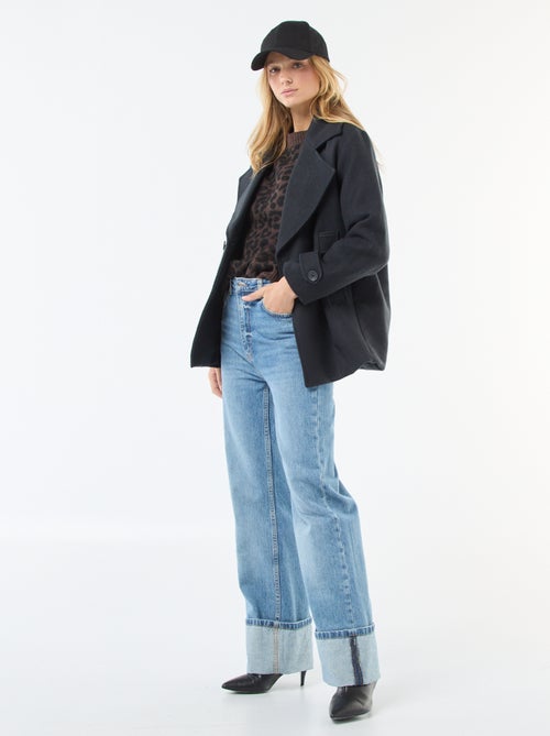 Pull léopard col rond - Kiabi