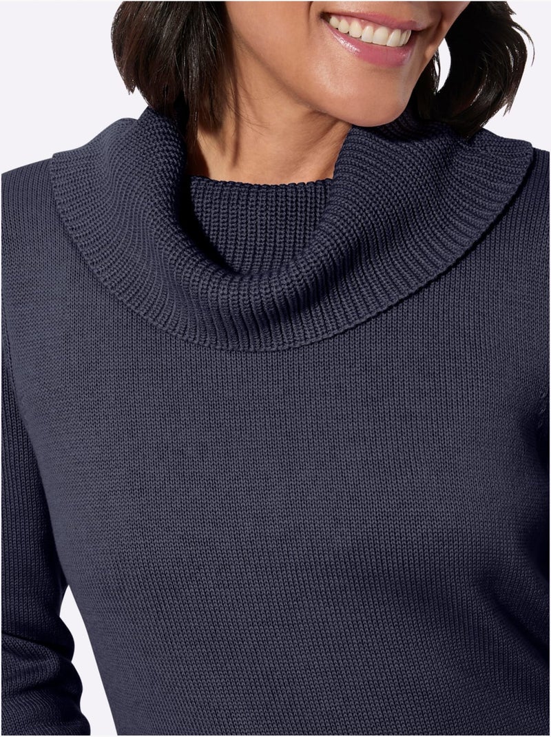 Pull Long 50% Coton - Taille Standard - Witt Bleu marine - Kiabi