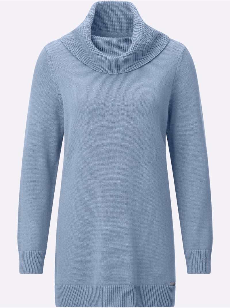 Pull Long 50% Coton - Taille Standard - Witt Bleu - Kiabi