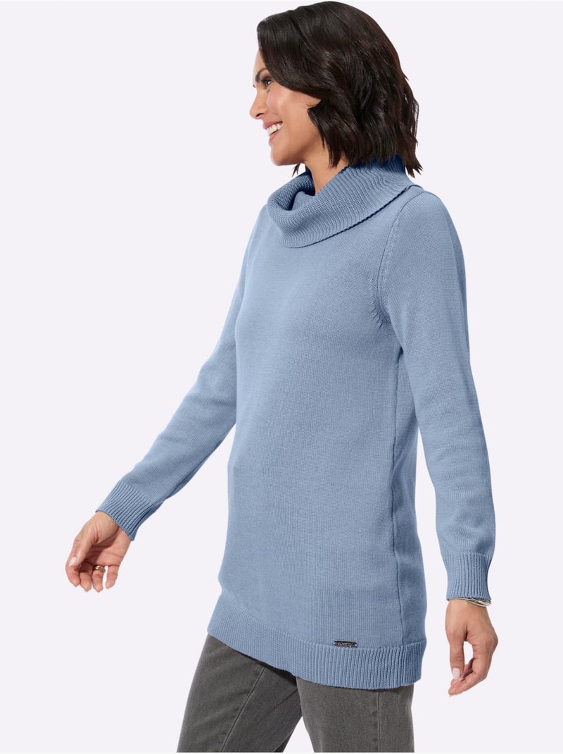 Pull Long 50% Coton - Taille Standard - Witt Bleu - Kiabi