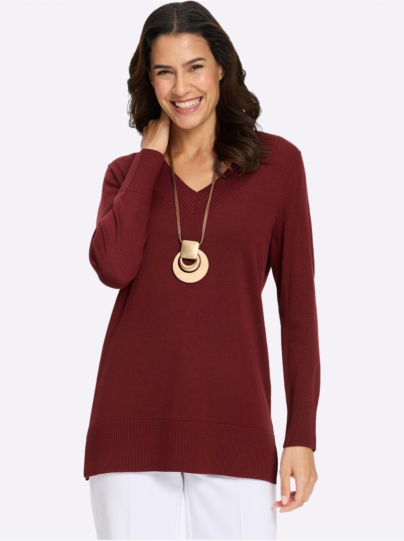 Pull Long 50% Coton - Taille Standard - Witt Rouge foncé - Kiabi