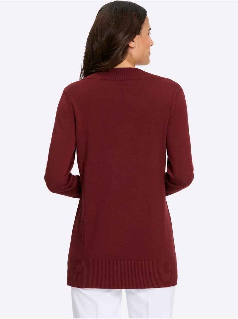 Pull Long 50% Coton - Taille Standard - Witt Rouge foncé - Kiabi
