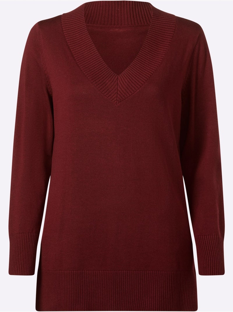 Pull Long 50% Coton - Taille Standard - Witt Rouge foncé - Kiabi