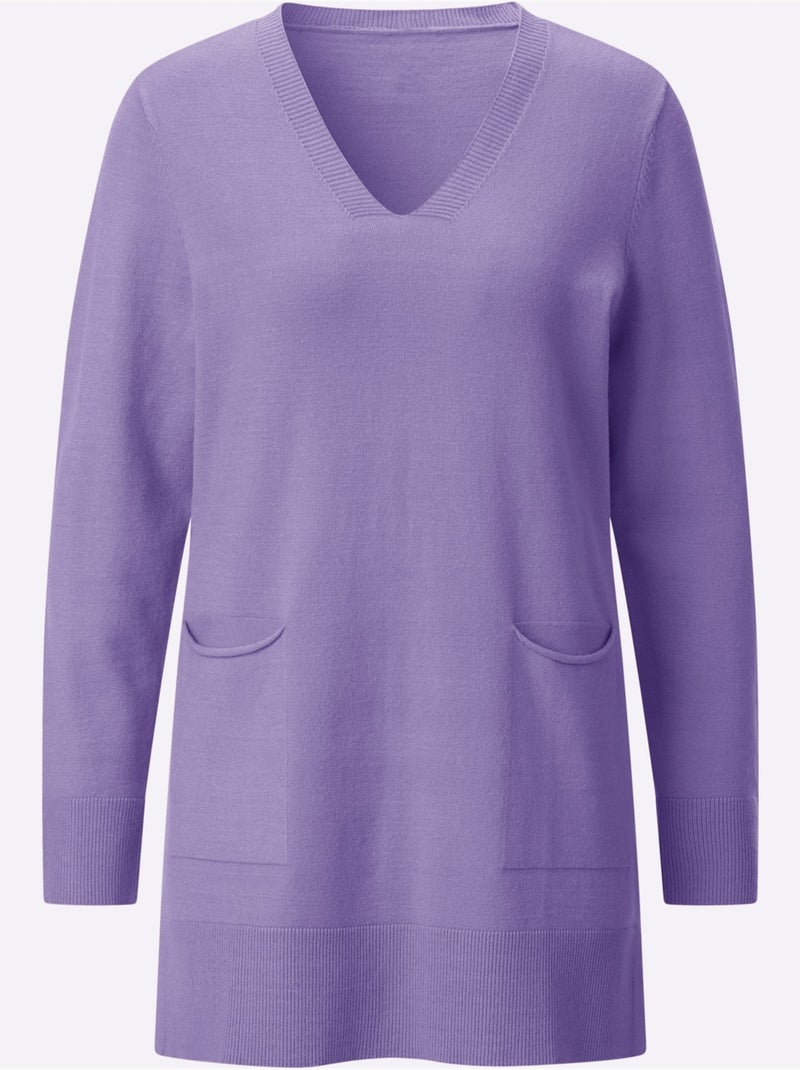 Pull Long 50% Viscose - Taille Standard - Witt Lavande - Kiabi