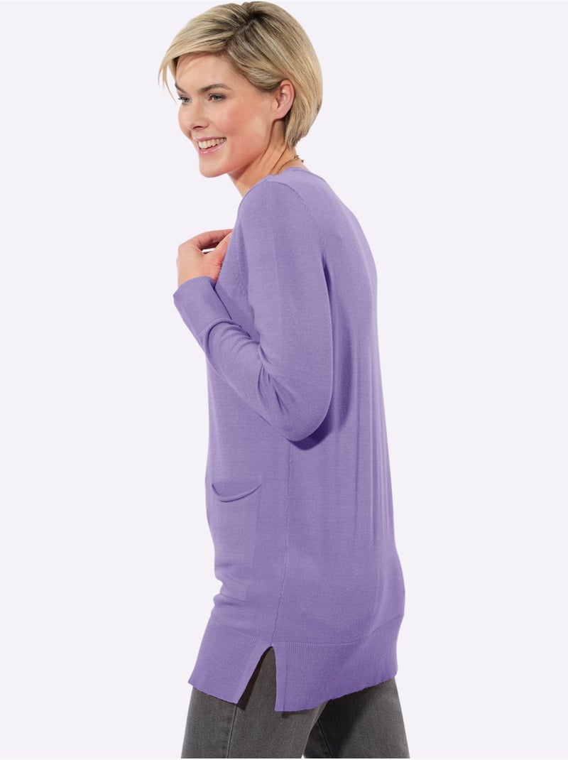 Pull Long 50% Viscose - Taille Standard - Witt Lavande - Kiabi