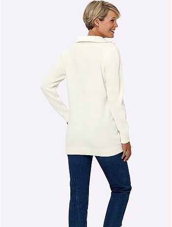 Pull long à col camionneur avec ourlet côtelé et coupe décontractée - taille standard - moda vilona