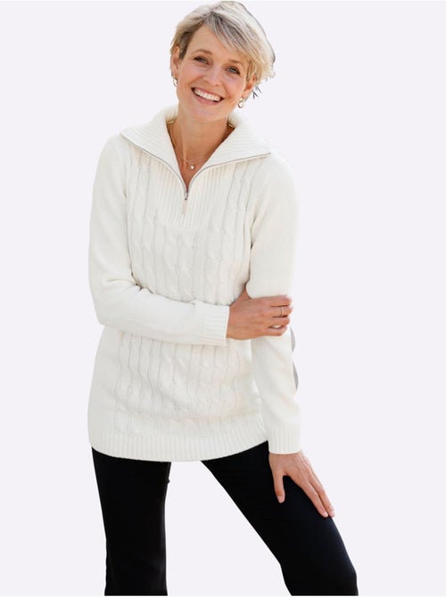 Pull long à col camionneur avec ourlet côtelé et coupe décontractée - taille standard - moda vilona - Kiabi Pull long à col camionneur avec ourlet côtelé et coupe décontractée - taille standard - moda vilona - Kiabi
