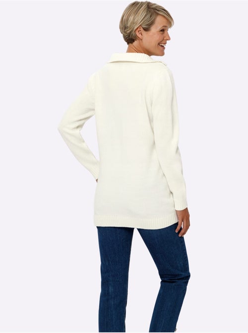 Pull long à col camionneur avec ourlet côtelé et coupe décontractée - taille standard - moda vilona - Kiabi Pull long à col camionneur avec ourlet côtelé et coupe décontractée - taille standard - moda vilona - Kiabi