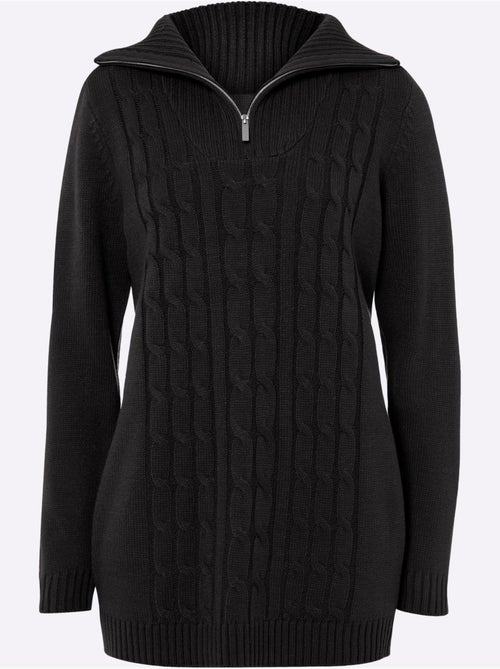 Pull long à col camionneur avec ourlet côtelé et coupe décontractée - taille standard - moda vilona - Kiabi Pull long à col camionneur avec ourlet côtelé et coupe décontractée - taille standard - moda vilona - Kiabi