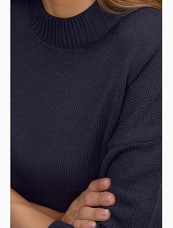 Pull long à col ras du cou en tricot épais hiccup