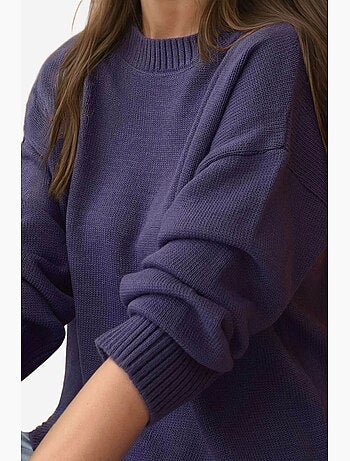 Pull long à col ras du cou en tricot épais hiccup