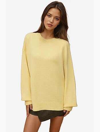 Pull long à col ras du cou en tricot épais hiccup