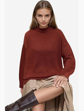 Pull long à col ras du cou en tricot épais hiccup